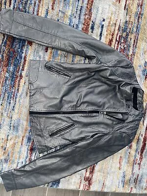 Vero Moda Unique Biker Jacket Faux Leather Gray Full Zip Fall Moto Jacket • $15