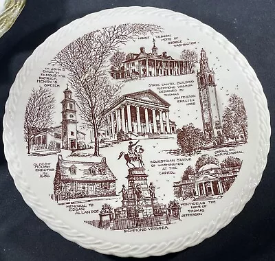 Famous Shrines Historical Virginia Plate Miller & Rhoads Vernon Kilns Richmond • $9.99