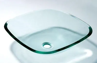 £69.99 • Buy Glass Basin Sink Wash Bowl Vessel Clear Bathroom Cloakroom Countertop 42cm Tap