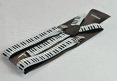 £7.65 • Buy Black White Music Piano Keyboard Suspenders Braces For Men / Youth / Boy / Baby