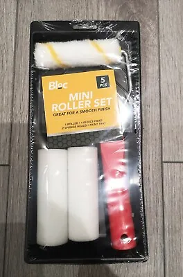 5pc Small Paint Roller Touch Up Set Kit Job Sleeve Handle Tray Rollers Mini UK • £4.95