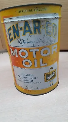 Vintage Advertising En-ar-co Imperial Motor Oil Can Sign White Rose Red Indian • $60