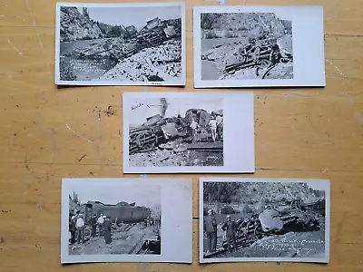 MISSOULA MT DEADLY TRAIN WRECK Real Photo Postcard Rppc Lot X5 MONTANA NP RR • $50.50