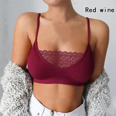 Women Lace Tank Camisole Vest Bralette Ladies Summer Strappy Tube Top Sports Bra • £4.67