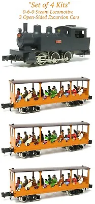 N Scale Aru-Model 0-6-0 Steam Locomotive & 3 Excursion Cars Set Of 4 Kits Engine • $359.99