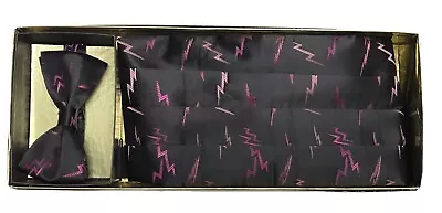 Vintage Mens Neil Allyn Cummerbund BowTie Color Black & Pinks • $17.05