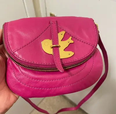 Auth MARC JACOBS Pink Leather Gold Petal To The Metal Crossbody Flap Bird Bag Sm • $67.50