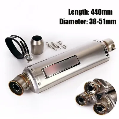 440mm Universal Exhaust Pipe 51mm Muffler Tip With DB Killer For Motorcycle ATV • $68