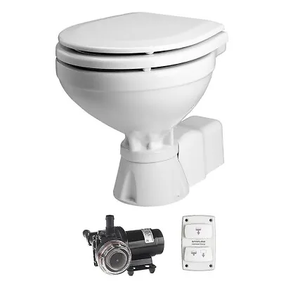 Johnson Pump Compact Electric Toilet 12V W/Pump White Porcelain Marine Boat Aqua • $389.90