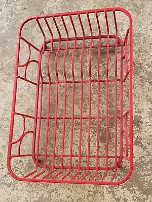 Vintage Large Dish Drying Rack Drainer 19.5  X 14  X 5  RED Iron Ball Footed  • $50