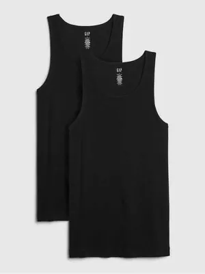 2 Pk Gap Mens Ribbed Tank Tops A-Shirts Sleeveless Undershirts Black  S M L (GK • $14.99