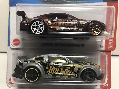 Hot Wheels Custom '18 Ford Mustang Gt & 2005 Ford Mustang Spoiler Alert Lot Of 2 • $4.19