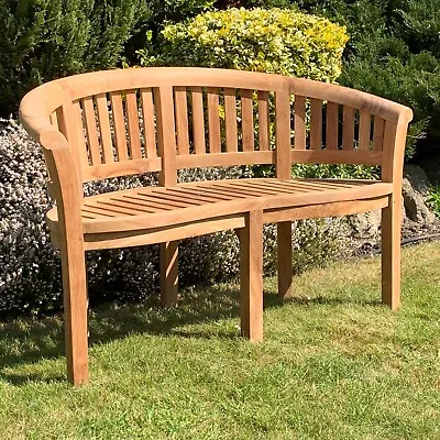2 Seater Wooden Banana Bench Garden Patio Outdoor Chair Furniture Benches Teak • £299.99