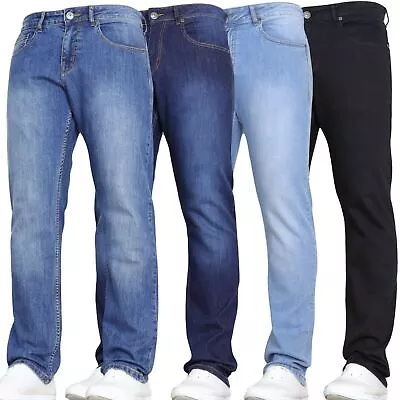 Ex-M&S Mens Basic Straight Leg Stretch Jeans Denim Regular Fit Work Pants New • £11.99