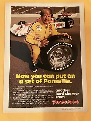 1974 Firestone Tire Parnelli Jones Print Ad Indy Car Racing Original VTG  74-1 • $4.99