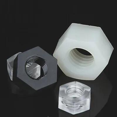 M2 To M20 Plastic Hex Full Nuts Hexagon Nut DIN 934 Clear/Black/White Nylon • $2.95