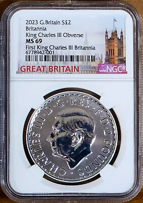 2023 2 Pound First Silver Britannia With King Charles III Ngc Ms69 Great Britain • $52.20