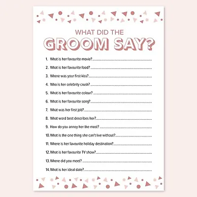 What Did The Groom Say Hen Party Games Quiz Hen Do Bridal Accessory Bride To Be • £4.49