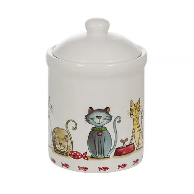 Ceramic Storage Jar Kitchen With Lid Tea Coffee Sugar Pet Treat Cat Lovers Gift • £18.99