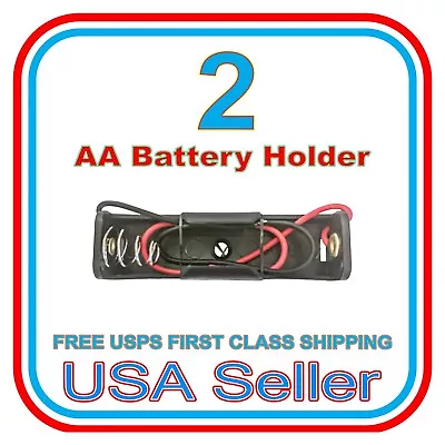 Battery Holder Case Box With Wire Leads For 1X AA Batteries 1.5V 2 Pcs • $3.95
