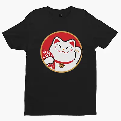 Lucky Cat T-Shirt - Cartoon Tee TV Film Anime Retro Manga Japanese Tokyo • £9.59