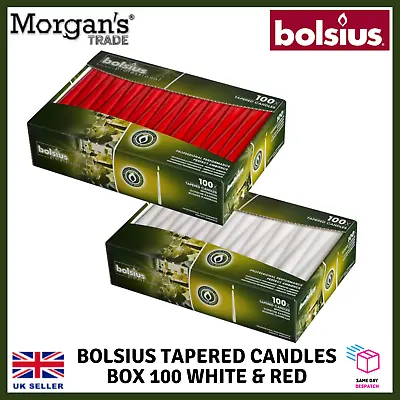 Bolsius Non Drip Solid Tapered Candles Box Of 100 7.5Hr BURN TIME All Colours • £33.99