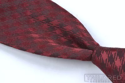 DUNHIL Red Houndstooth Wool Silk Mens Luxury Tie - 3.25  • $29