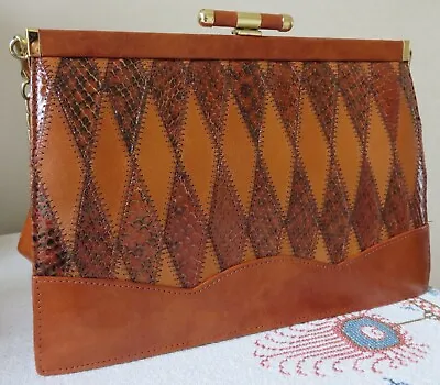 Vintage Metal Framed Leather Handbag By Sacs • £20