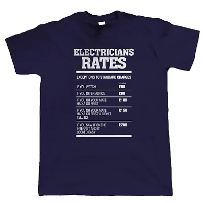 £15.99 • Buy Electricians Rates Mens Funny T Shirt - Gift For Electrician Dad Him Grandad