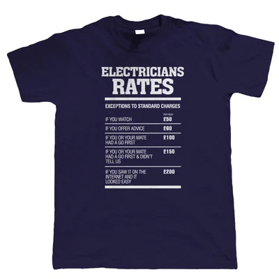 £15.99 • Buy Electricians Rates Mens Funny T Shirt - Gift For Electrician Dad Him Grandad