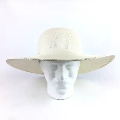 Cappelli Straworld Sunhat WHITE Shimmer Wide Brim Packable Woven Paper One Size • $15.99