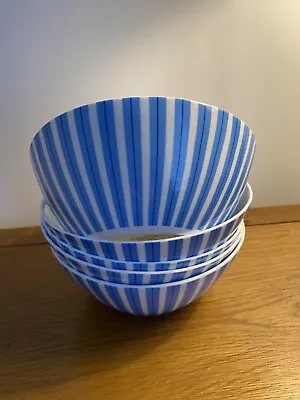 Maxwell & Williams Cashmere White Blue Stripe Set Of 5 X  Salad Bowls Bone China • £29.99