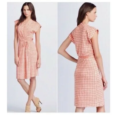 Diane Von Furstenberg Silk Jersey Mindy Peach White Wrap Dress 6 • $48.74