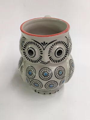 Vintage Owl Coffee Mug 3D Embossed Hand Painted Royal Yokohama Studios Ceramic • $11.95