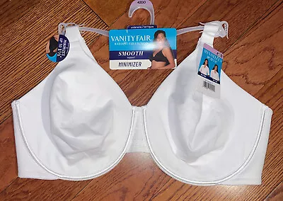 NWT Womens White Radiant Vanity Fair Smooth Minimizer Underwire Bra Size 42DD • $15.99