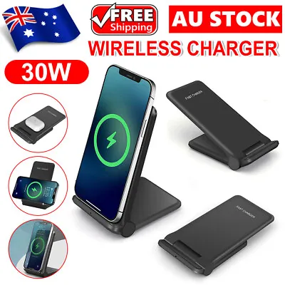 $20.85 • Buy 30W Qi Fast Wireless Charger Stand Dock Holder For IPhone 13 Pro 12 Samsung S22+