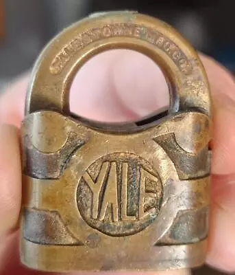 Antique Vintage Yale & Towne Mfg. Co. Stamford Ct. Brass Padlock Lock No Key • $14.95