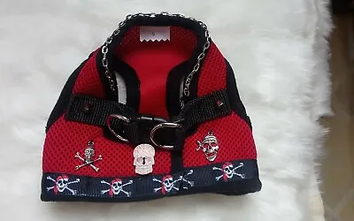 Dogs Harness Size Small /chihuahua Red Skull & Crossbones Designer Vest Harness  • £10.99