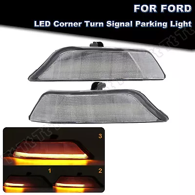 For 2015-2017 Ford Mustang Sequential LED Corner Turn Signal Parking Lights Lamp • $129.59