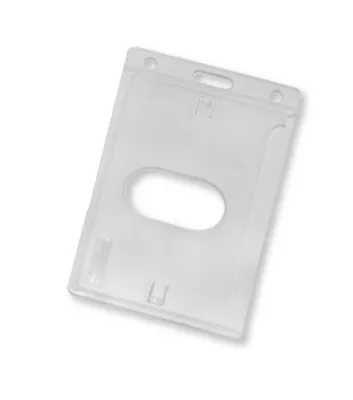 2 Pc Vertical Clear Hard Plastic Id Card Badge Holder With Thumb Slots Clear • $7.25