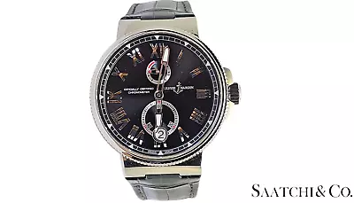 Ulysse Nardin Marine Chronometer Steel Blac Dial Automatic Men Watch R. 1183-122 • $5400