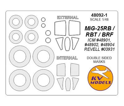 1/48 MiG-25PD/RB/RBT/BRF Masking For ICM #48901-48904/Revell #03931 • $6.37