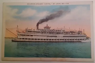 St. Louis MO Steamship Excursion Steamer Capitol Postcard Posted 1937 Rare VHTF • $14.66