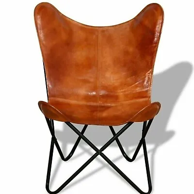 Handmade Vintage New Brown Leather Butterfly Chair With Iron Frame • $120.15