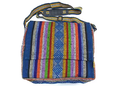 RASTA Bag Purse Beach Hippie Baja Ethnic Handbag Made In Mexico Blue Rainbow • $19.88