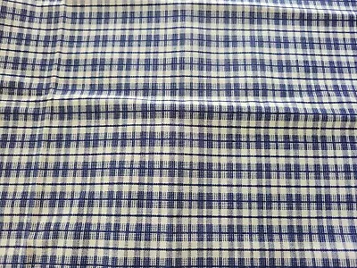 Vintage Blue & White Plaid Cotton Fabric 1-piece 58 W X 12  L New With Tag • $8.78