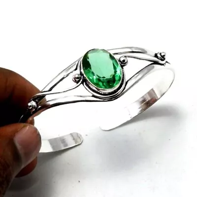 Emerald Quartz Bangle Green Quartz Bracelet Emerald Silver Plated Bangle 13 Gm • $12.99