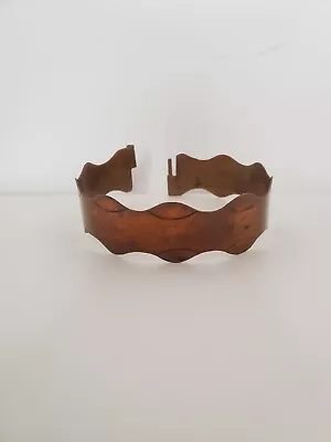 Vintage Solid Copper Scalloped Cuff Bracelet Slide Closure ~ 8   • $8.86