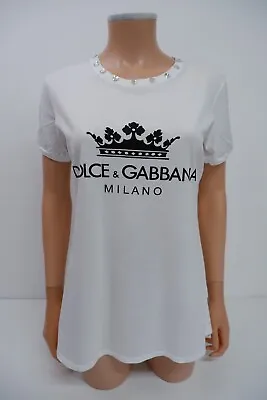 Dolce Gabbana D&G Womens T-Shirt Size 44 White Short Sleeve Top VGC • £149