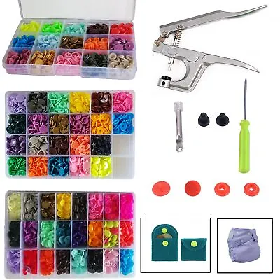 Plastic Snaps Buttons T3 T5 Press Poppers Resin Snap Fasteners + 1 Pliers Tool • £12.99